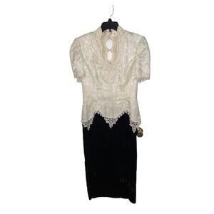 Vintage Scott McClintock Formal Black & White Dress Sz 10 EUC